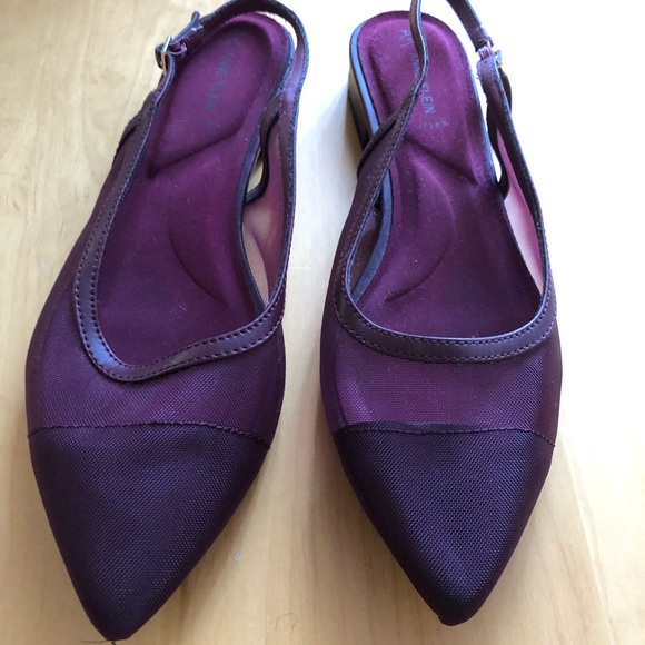 Anne Klein Burgundy Slingback Flats - Picture 1 of 4
